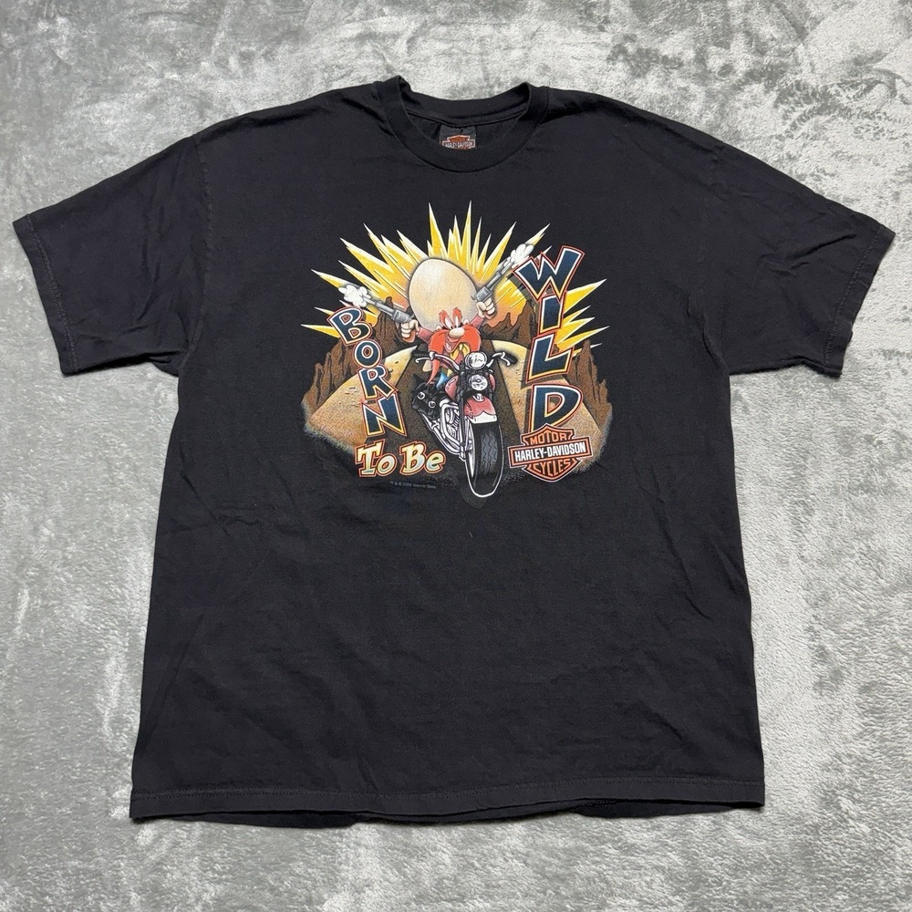 Vintage 2000 Harley Davidson Looney Tunes Shirt XL Yosemite Sam Born To Be Wild